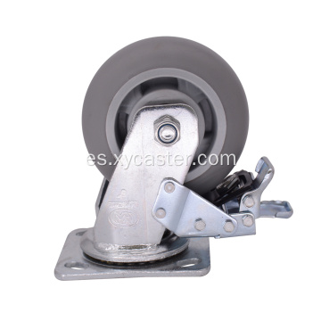 Caster TPR de 5 pulgadas gris con freno